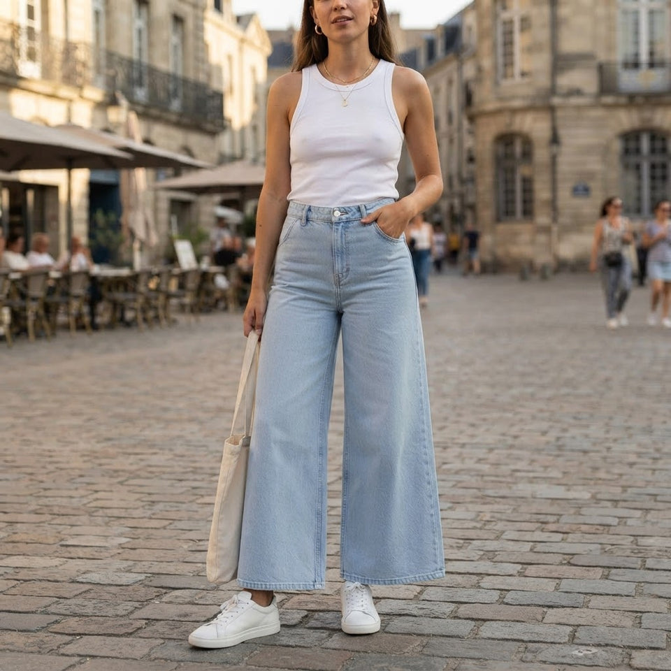 Sinsay Women's Light Blue Wide-Leg Denim Jeans