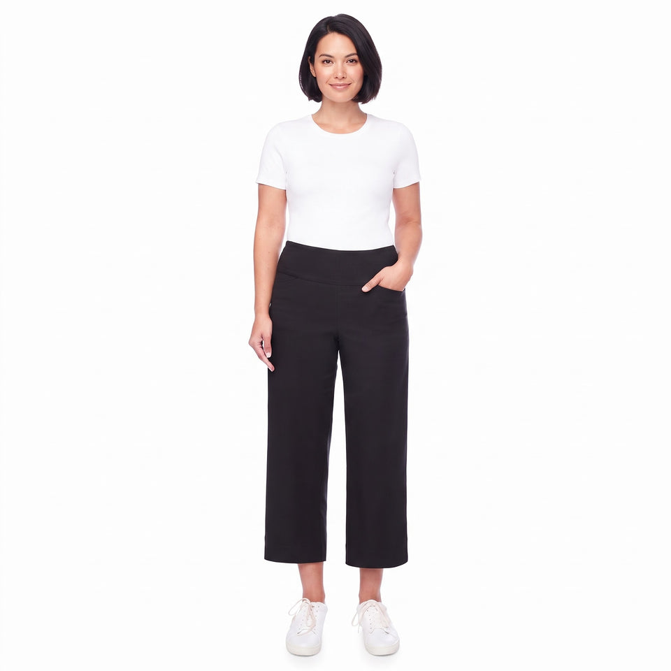 S.C. & Co Women's Black Cropped Wide Leg Pants