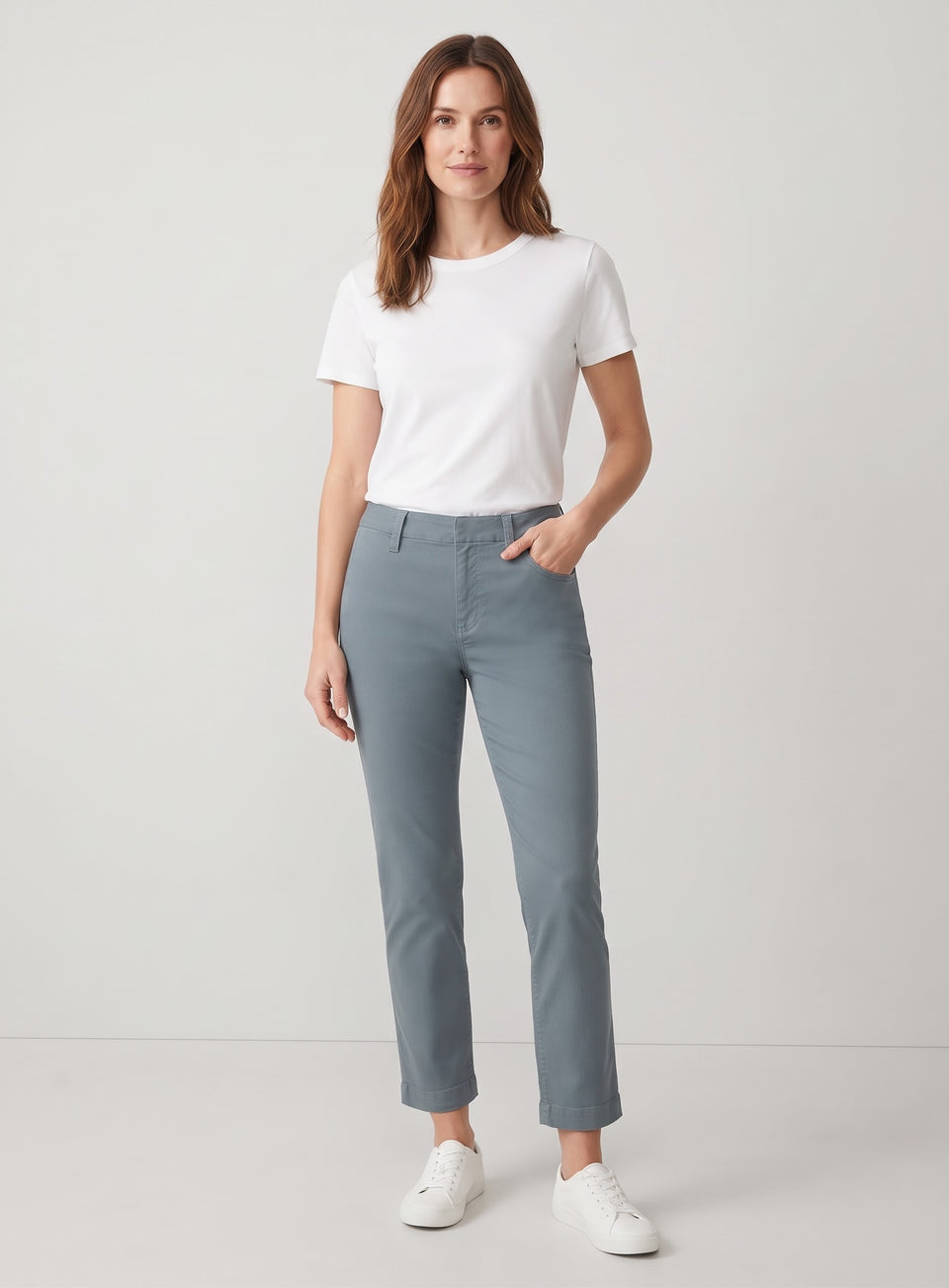 Gap Women's Slate Blue Twill Relaxed Fit Cropped Pants