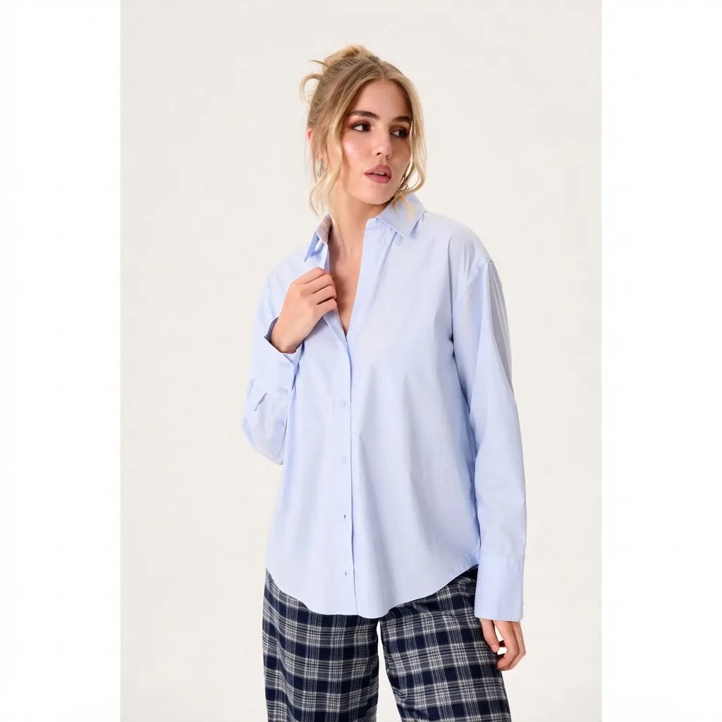 Sinsay Women's Baby Blue Long-Sleeves Shirt