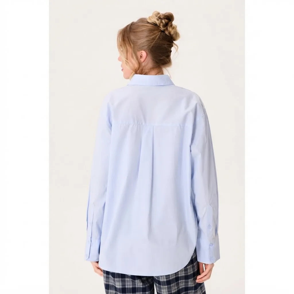 Sinsay Women's Baby Blue Long-Sleeves Shirt