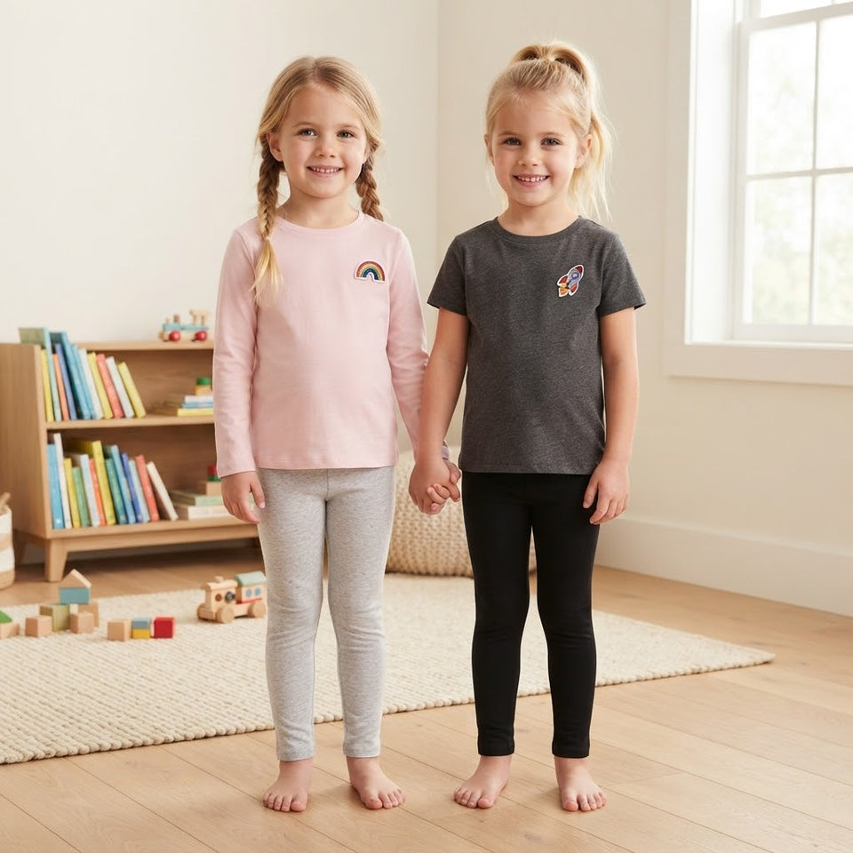 Sinsay Girl's Black & Grey Pack Of 2 Leggings