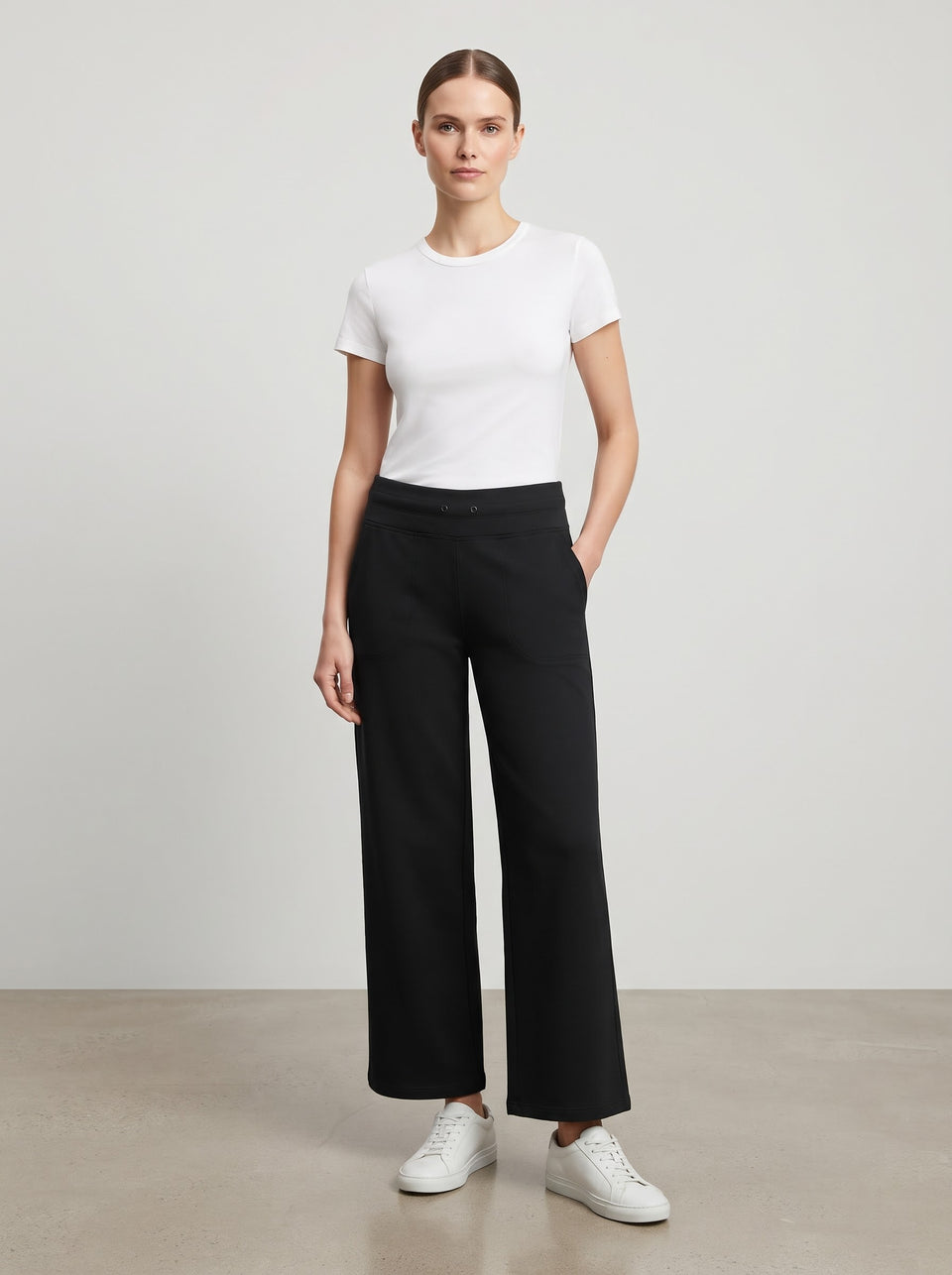 Mondetta Women's Black Traveler Wide-Leg Sweatpants