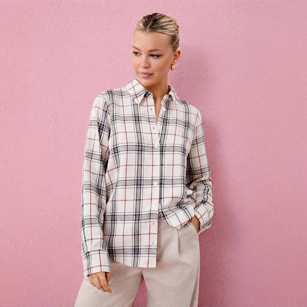 Sinsay Women's Beige Check Pattern Casual Shirt