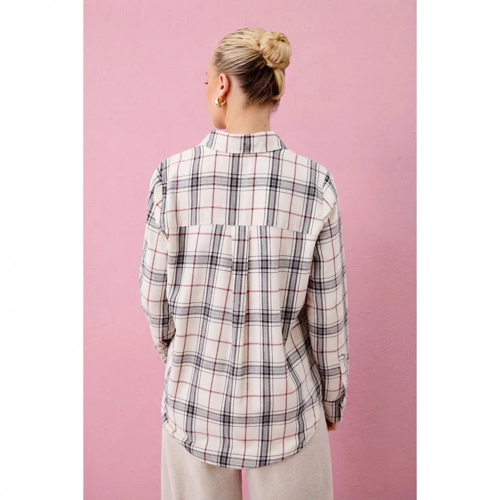 Sinsay Women's Beige Check Pattern Casual Shirt