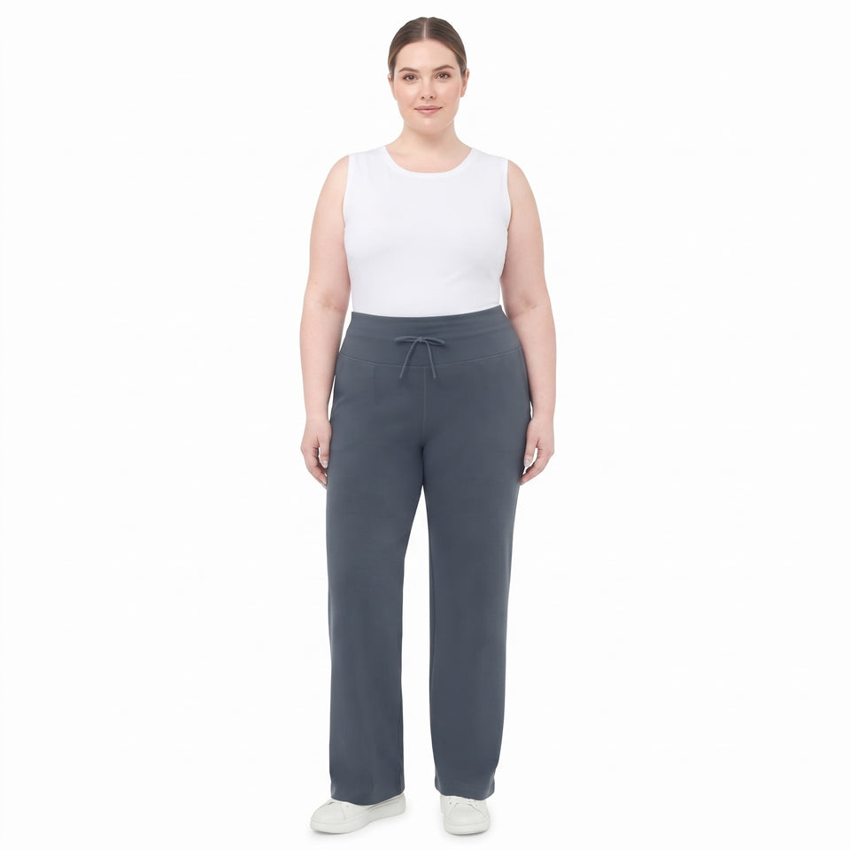 Mondetta Women's Grey Plus Size Stretch High Rise Straight Leg Active Pants