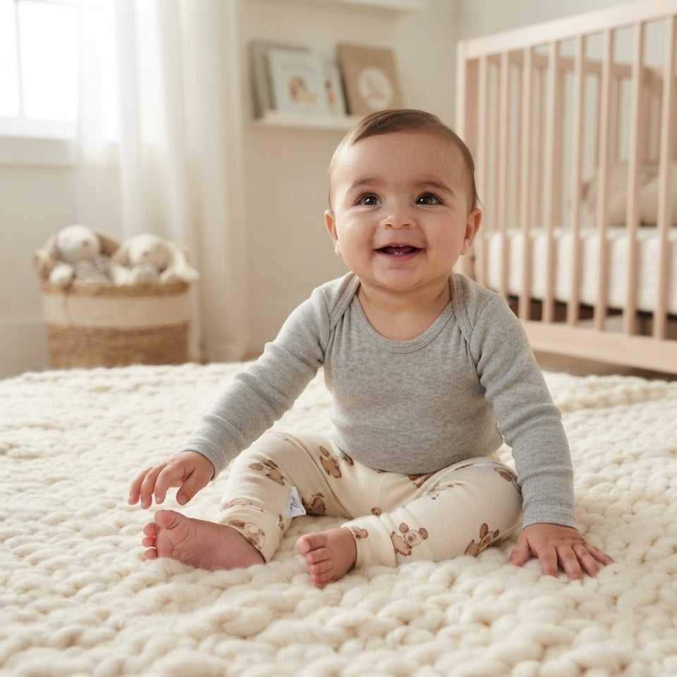 Sinsay Baby Boy's Off White Ribbed Bunny Pattern Legging