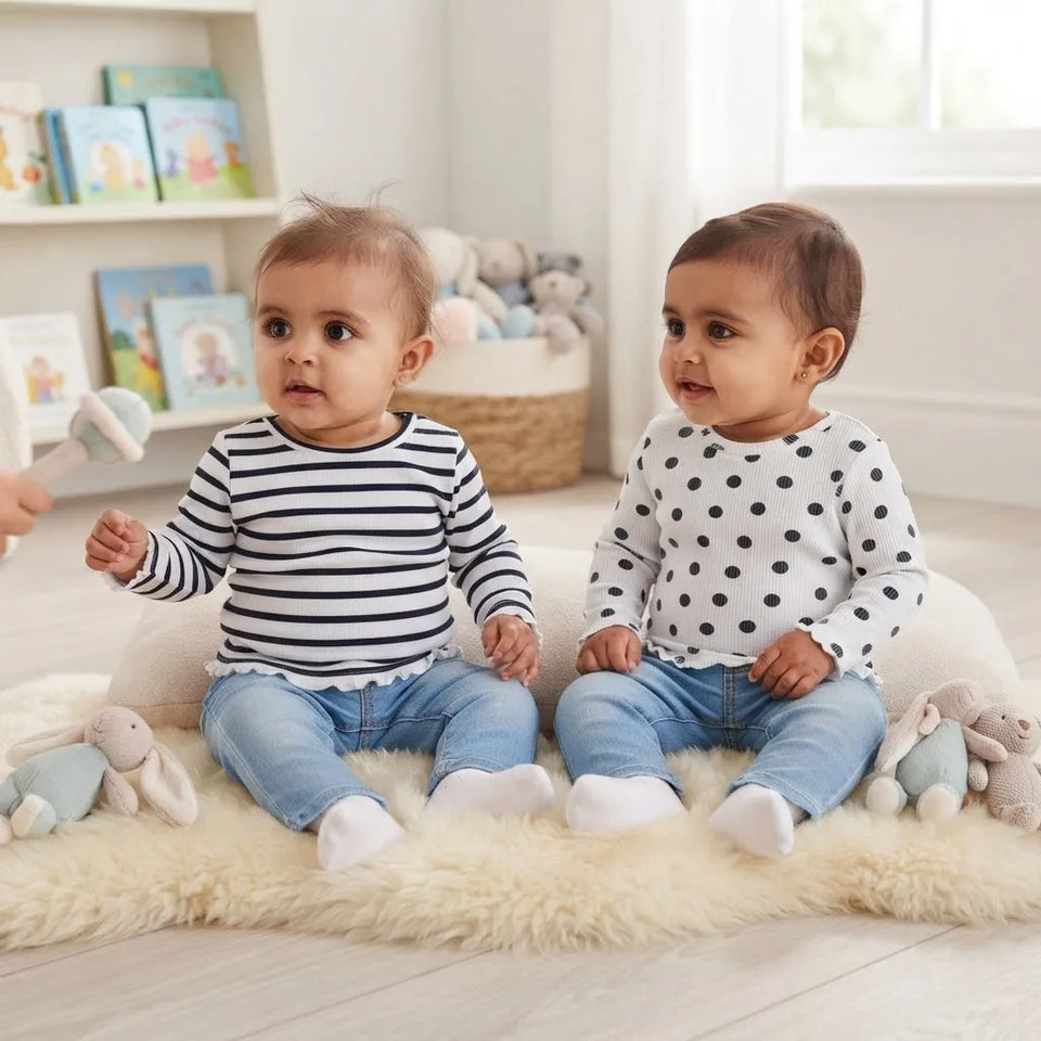 Sinsay Baby Girl's White & Black Multi-Patterned Pack Of 2 Blouses