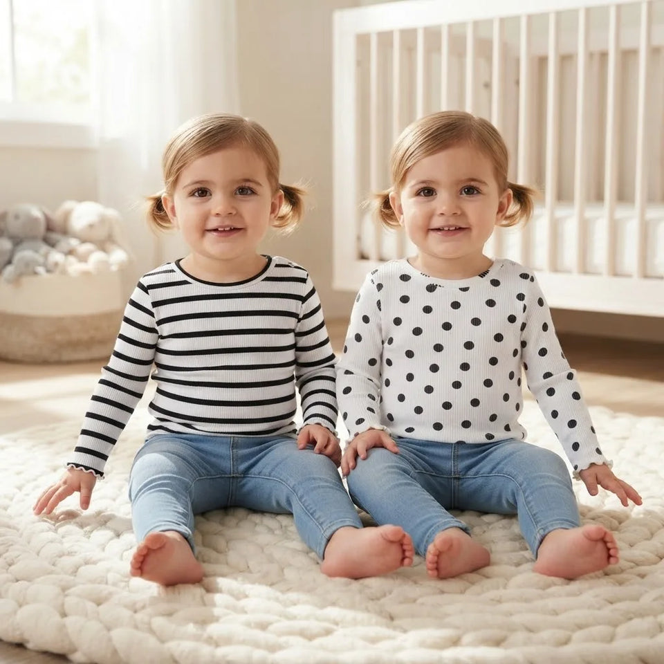 Sinsay Girl's White & Black Multi-Patterned Pack Of 2 Blouses