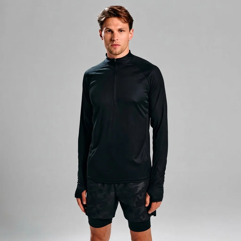 Sinsay Men's Black Athletic Quarter-Zip Blouse