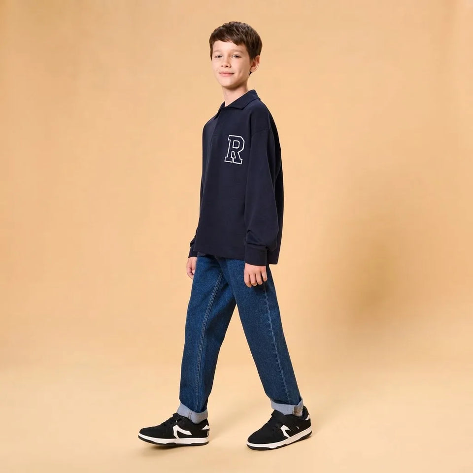 Sinsay Boy's Navy Chest Patch Print Polo