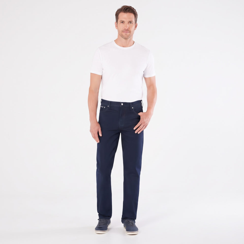 Calvin Klein Men's Navy Stretch Denim Straight Fit Jeans