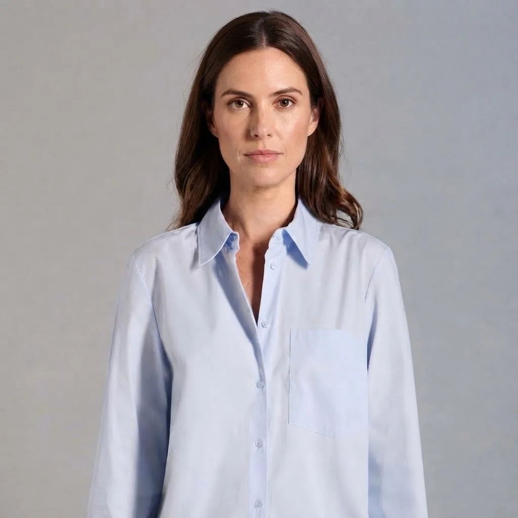 Sinsay Women's Light Blue Long-Sleeves Chest Pocket Shirt