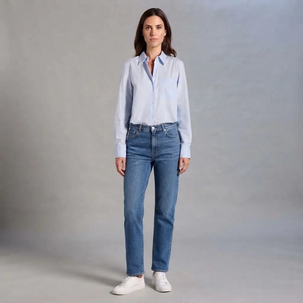 Sinsay Women's Light Blue Long-Sleeves Chest Pocket Shirt