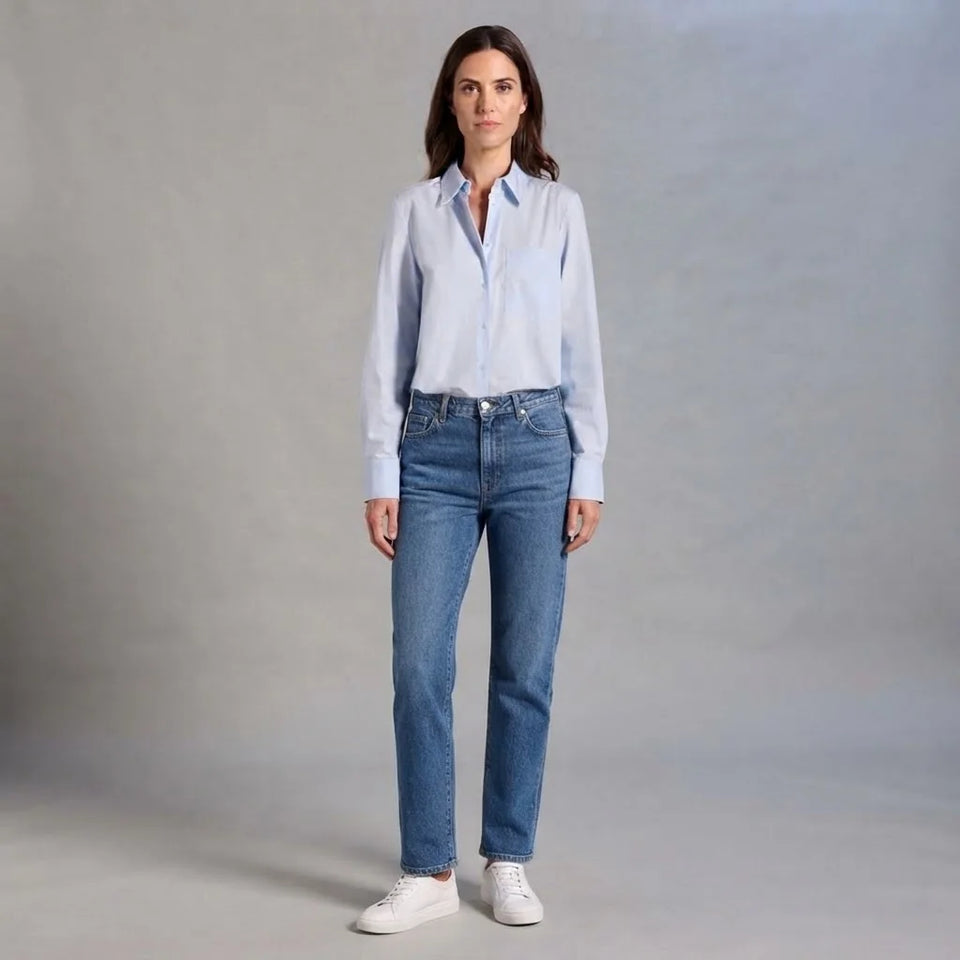 Sinsay Women's Light Blue Long-Sleeves Chest Pocket Shirt