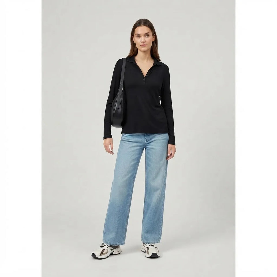 Sinsay Women's Black Classic Turn-Down Collar Blouse
