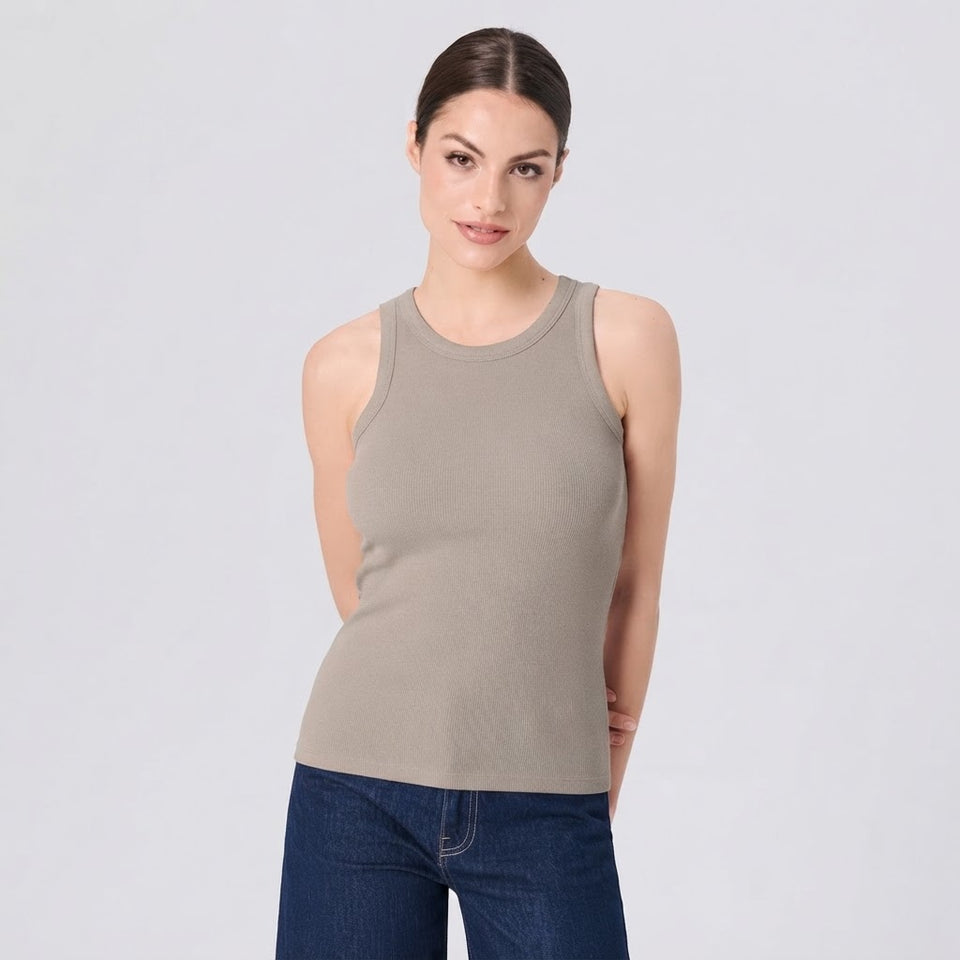 Sinsay Women's Beige Plain Basic Tank Top
