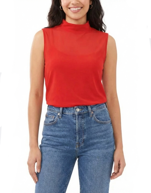 Vince Camuto Women's Red Sleeveless Mock-Neck Blouse | Vince Camuto In Lebanon