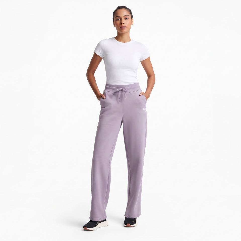 Puma Women's Lilac Fleece Wide Leg Sweatpants