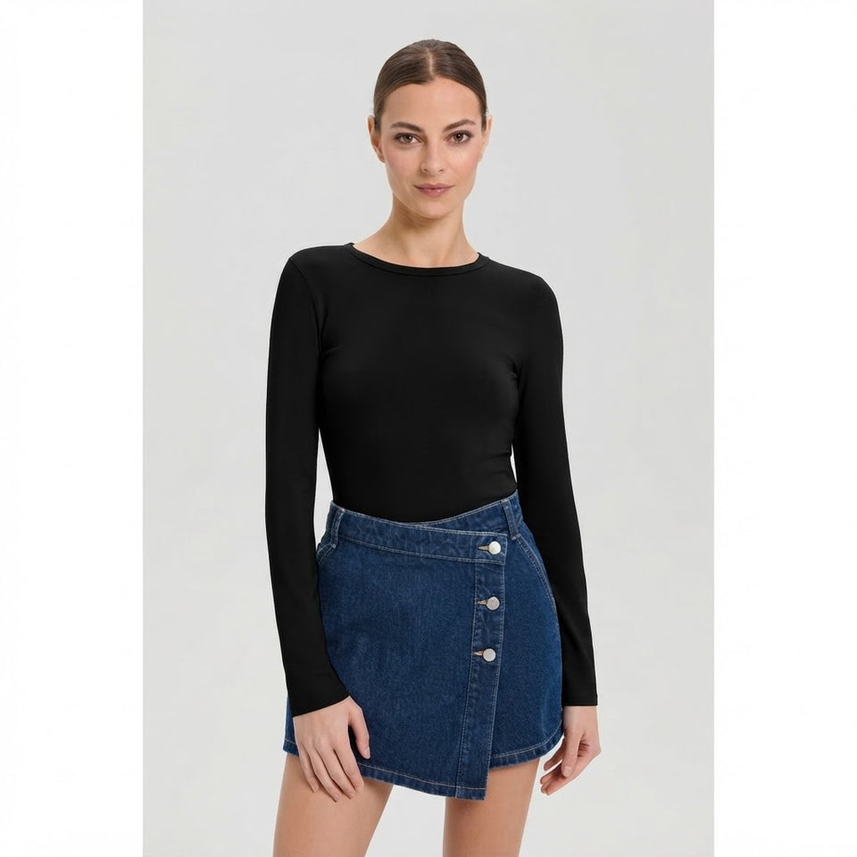 Sinsay Women's Black Classic Crew Neck Bodysuit