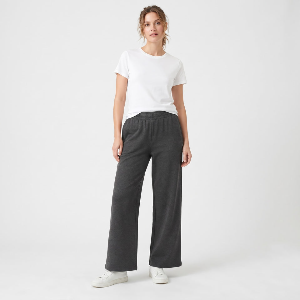 Max & Mia Women's Charcoal Wide-Leg Pull On Sweatpants