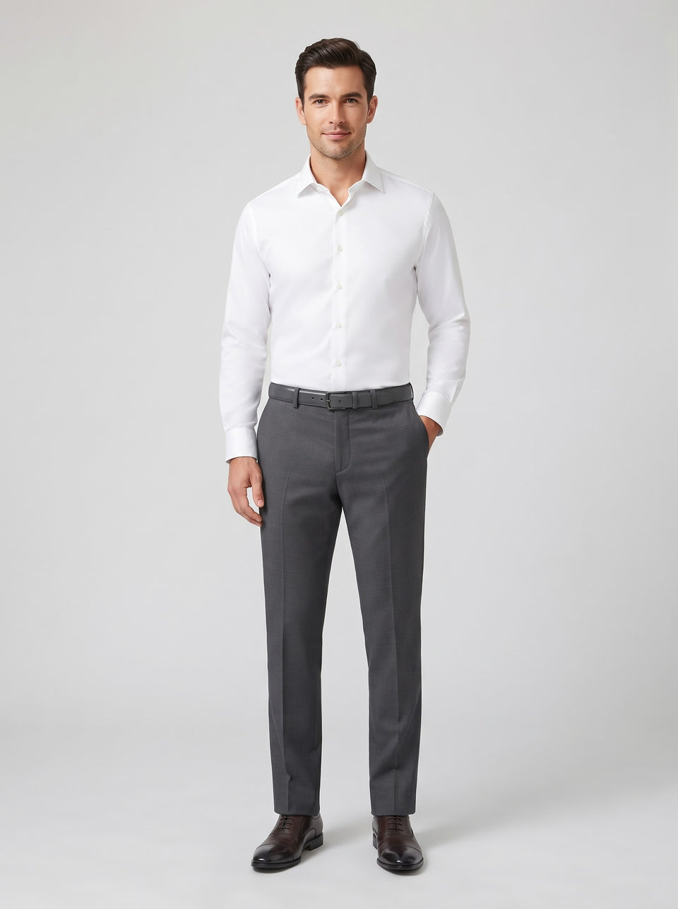 Calvin Klein Men's Dark Grey Classic Slim-Fit Trouser