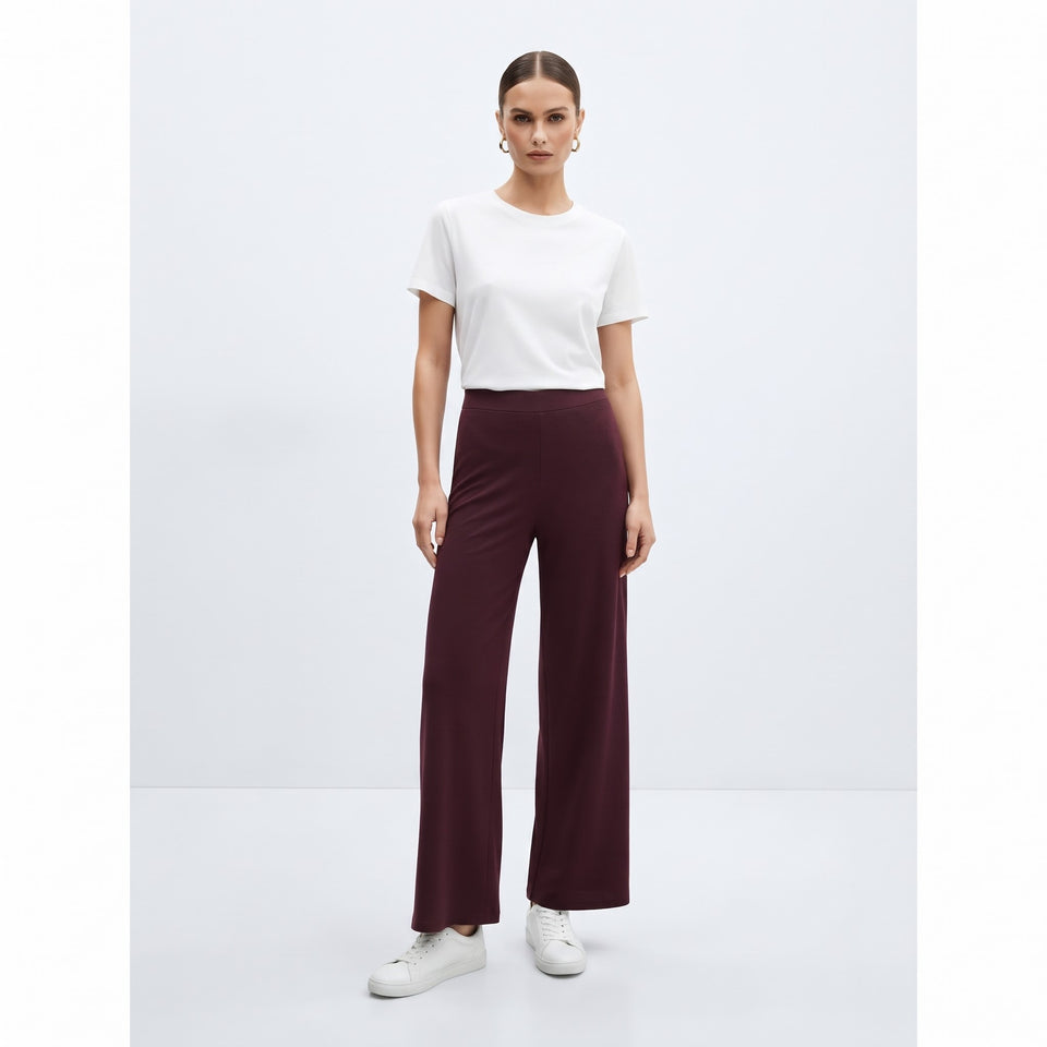Banana Republic Women's Burgundy Ribbed Elastic Waist Pants