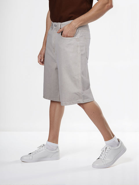 Celio Men's Beige Cotton Straight Fit Bermuda Short | Celio In Lebanon