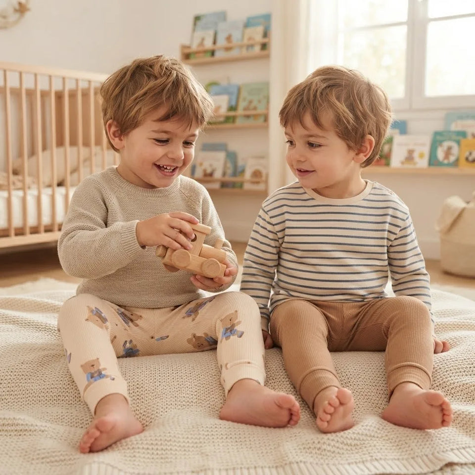 Sinsay Boy's Beige & Tan Ribbed Printed Pack Of 2 Leggings