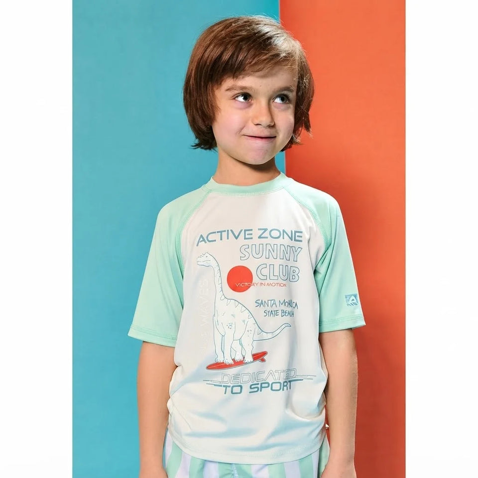 Sinsay Boy's White & Light Green Printed T-Shirt