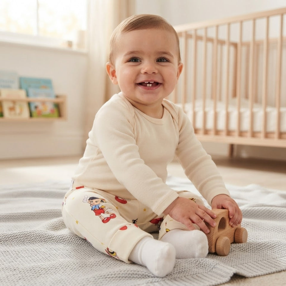 Sinsay Baby Boy's White Cartoon Printed Leggings