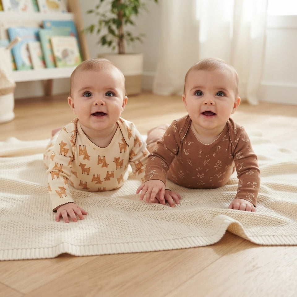 Sinsay Baby Girl's Brown & Cream All Over Printed Pack Of 2 Overalls