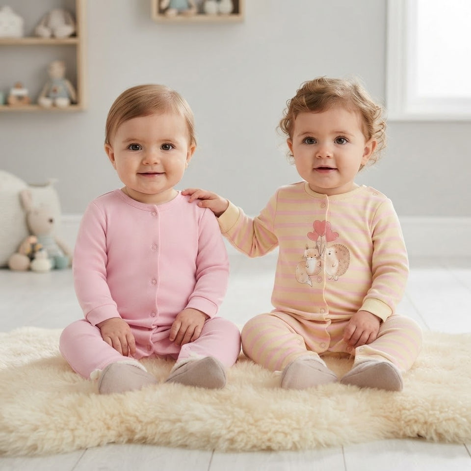 Sinsay Baby Girl's Beige & Pink Pack Of 2 Long-Sleeves Overalls