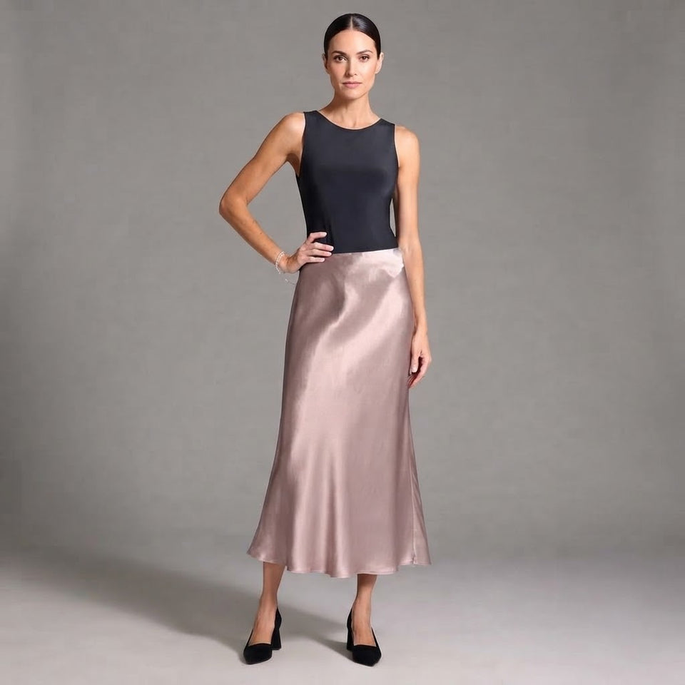 Sinsay Women's Grey Satin Classic Midi Skirt