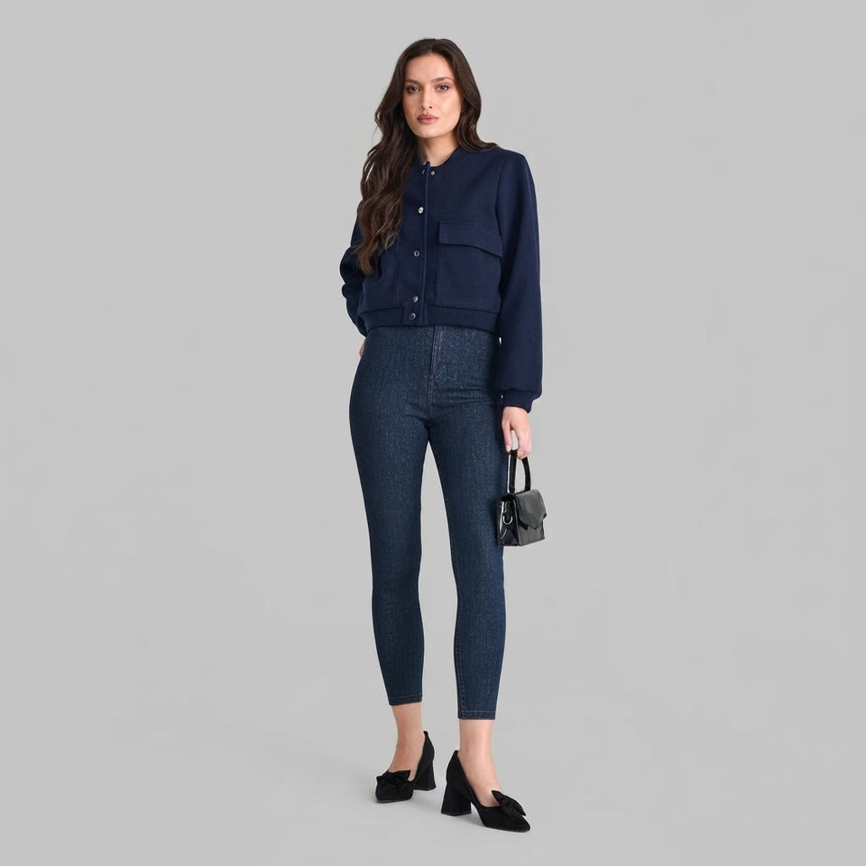 Sinsay Women's Navy Jacquard Jeans