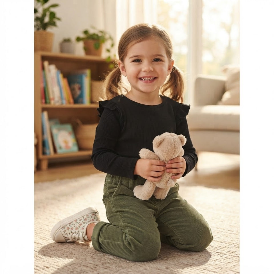 Sinsay Girl's Black Cute Ruffled Shoulder Bodysuit
