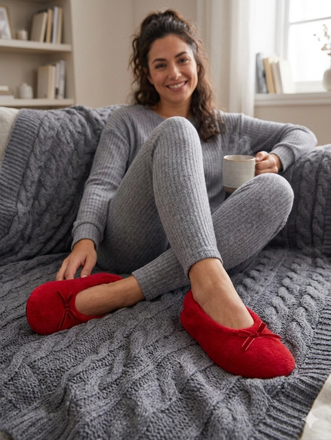 Sinsay Women's Red Flat Slipper With Decorative Bow | Sinsay In Lebanon