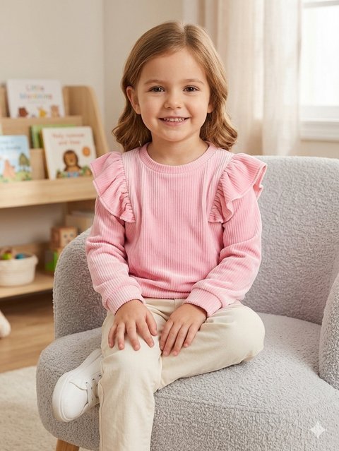 Sinsay Baby Girl's Pink Ribbed Long Sleeve Sweatshirt | Sinsay In Lebanon