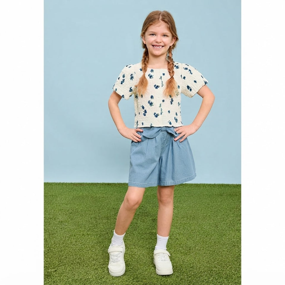 Sinsay Girl's Blue Denim Loose Fit Short