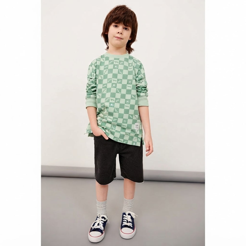 Sinsay Boy's Black Denim Regular-Fit Short