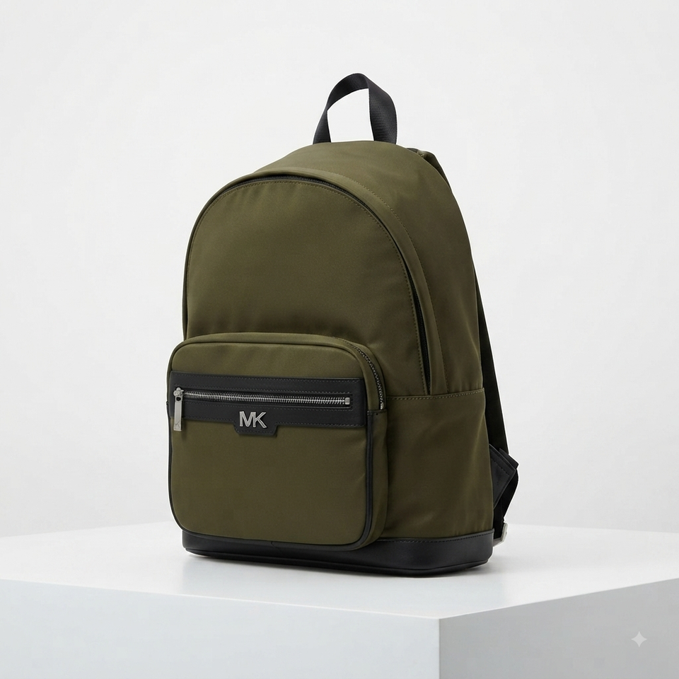 Michael Kors Men's Black & Olive Green Large Nylon Backpack