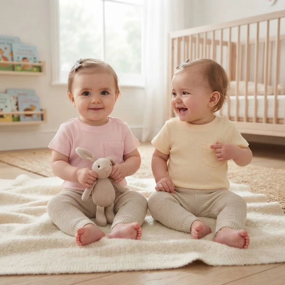 Sinsay Baby Girl's Beige & Pink Chest Pockets Pack Of 2 T-Shirt