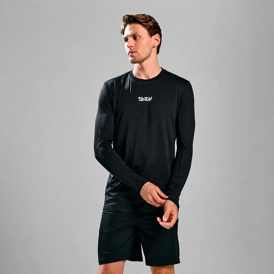 Sinsay Men's Black Chest Logo Print Athletic Blouse