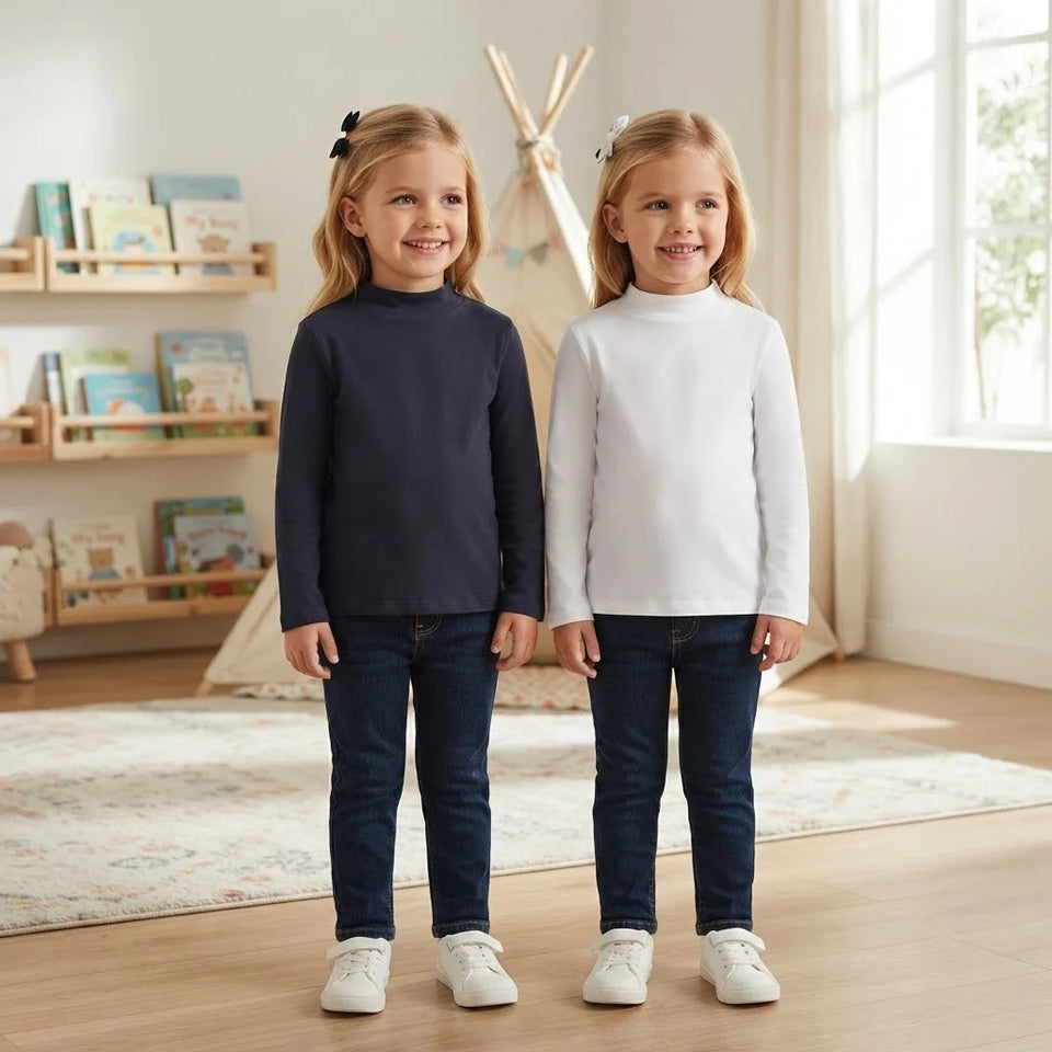 Sinsay Girl's White & Navy Pack Of 2 Basic Blouses