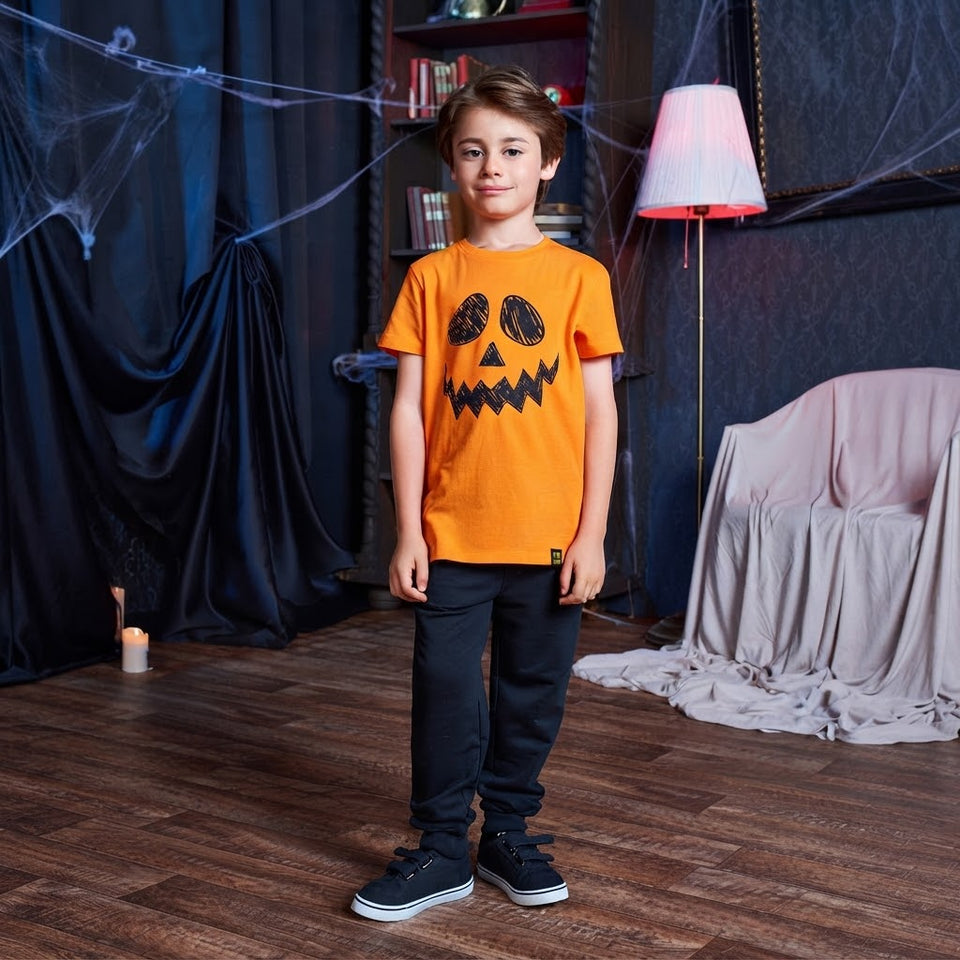Sinsay Boy's Orange Face Graphic T-Shirt