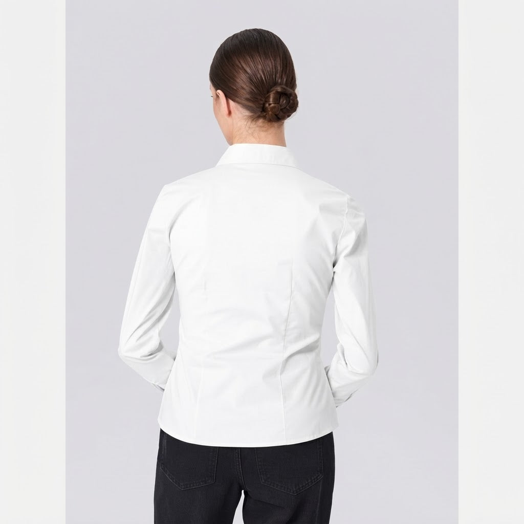 Sinsay Women's White Long-Sleeves Classic Shirt