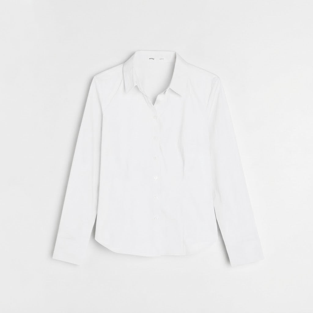 Sinsay Women's White Long-Sleeves Classic Shirt