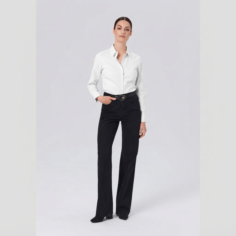 Sinsay Women's White Long-Sleeves Classic Shirt