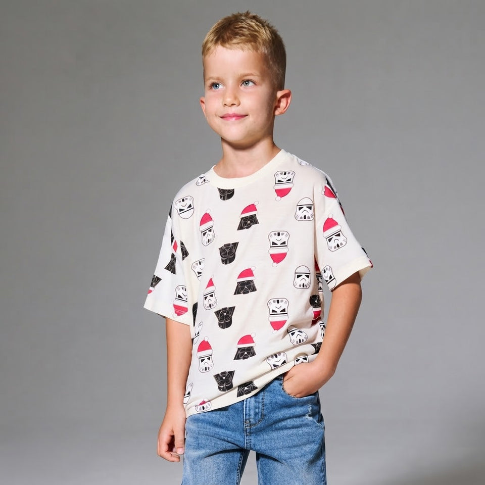 Sinsay Boy's Cream All Over Printed T-Shirt