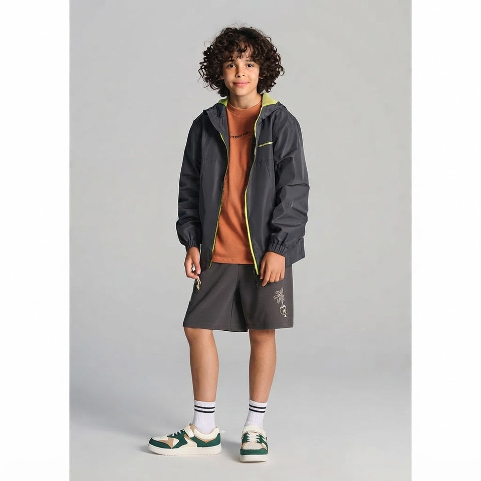 Sinsay Boy's Grey Palm Tree Logo Knitted Short